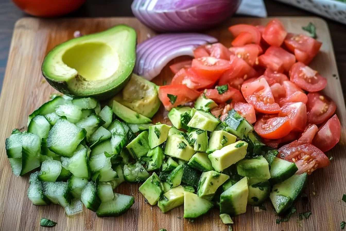 Cucumber Tomato Avocado Salad 