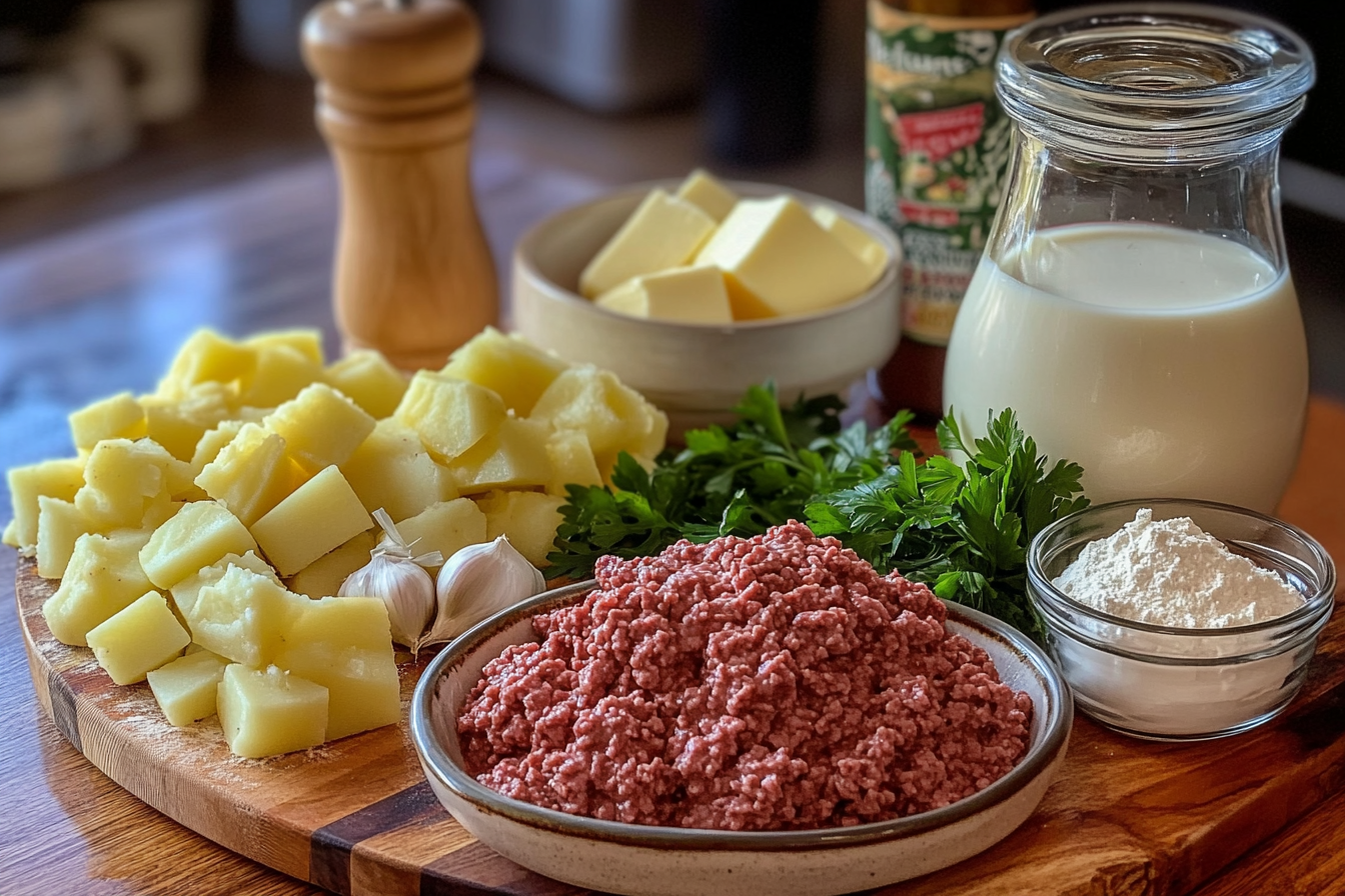 ingredients for a comforting dish of Ground Beef