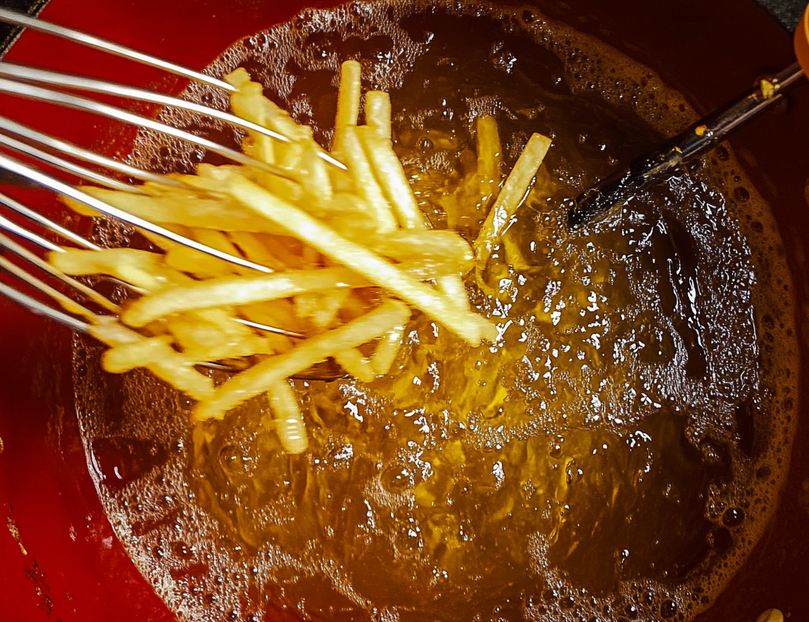 Golden fries freshly cooked and seasoned