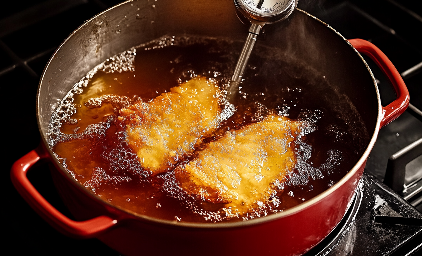 Step-by-step frying process for crispy fish fillets