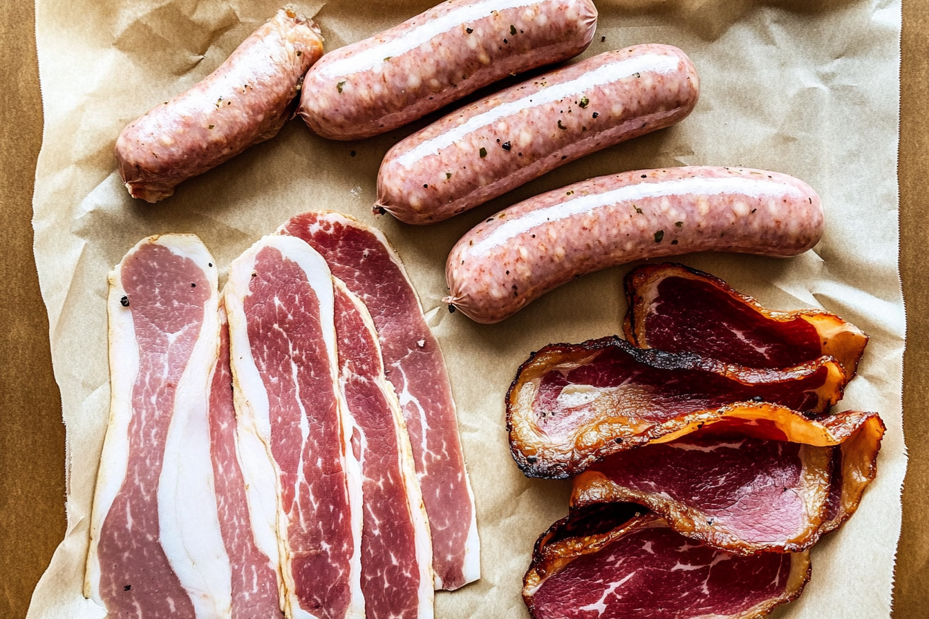 Classic British breakfast ingredients