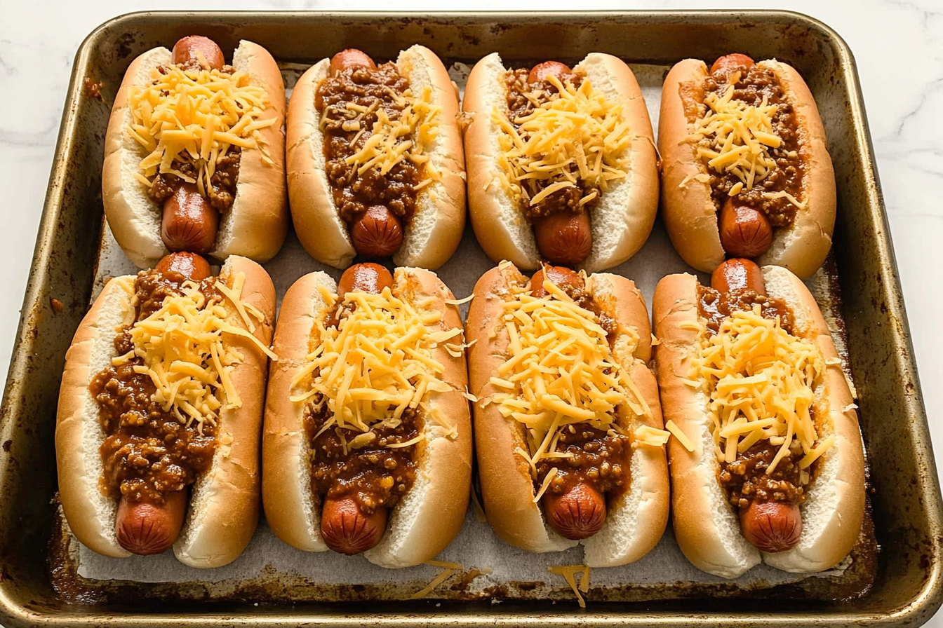 Close-up of chili cheese dog