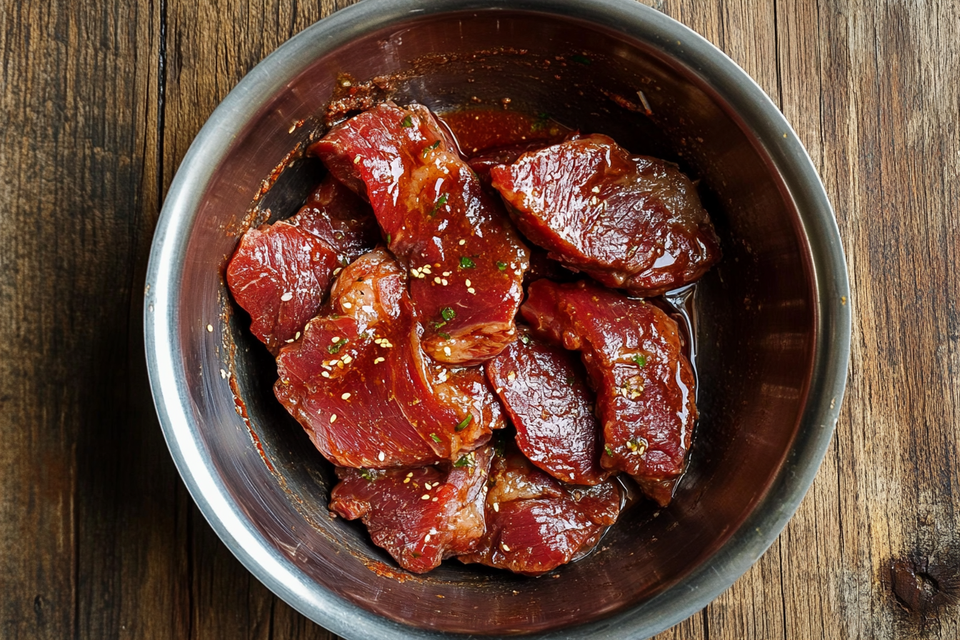 Fresh ingredients for Beef and Onion Stir Fry recipe