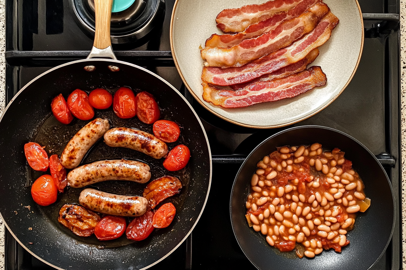 Classic British breakfast ingredients