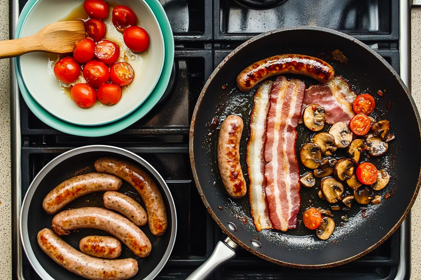 Classic British breakfast ingredients