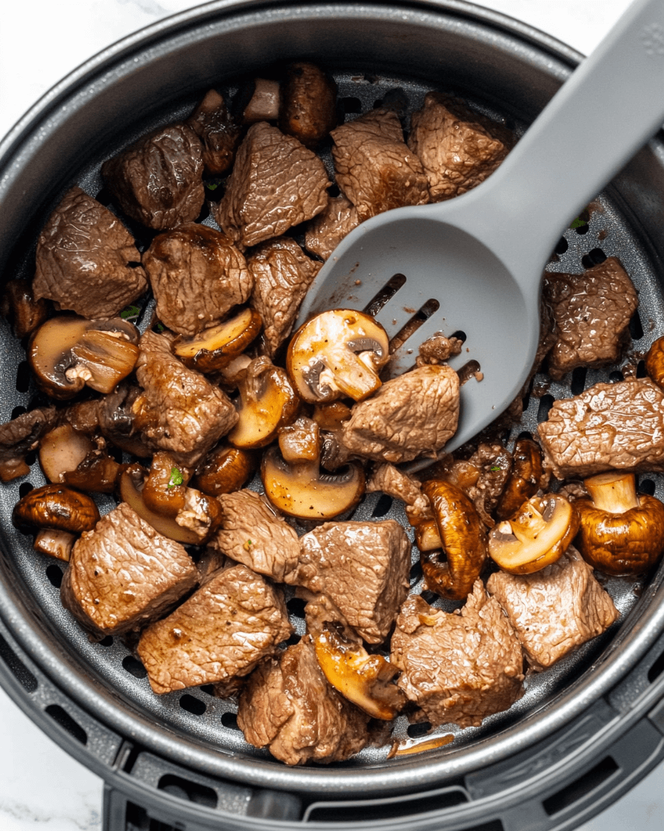 Buttered Air Fryer Steak Bites with Mushrooms