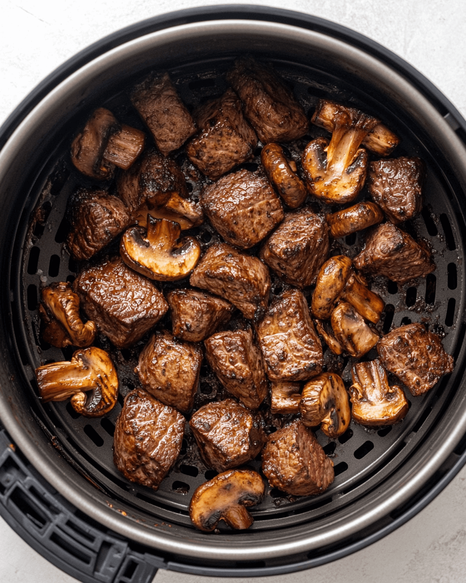 Buttered Air Fryer Steak Bites with Mushrooms