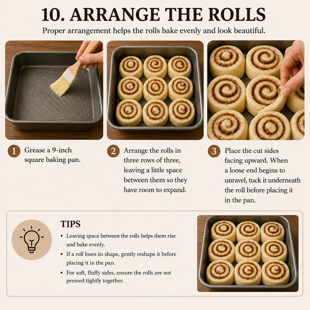 Arrange the Rolls Perfect Cinnamon Roll Placement