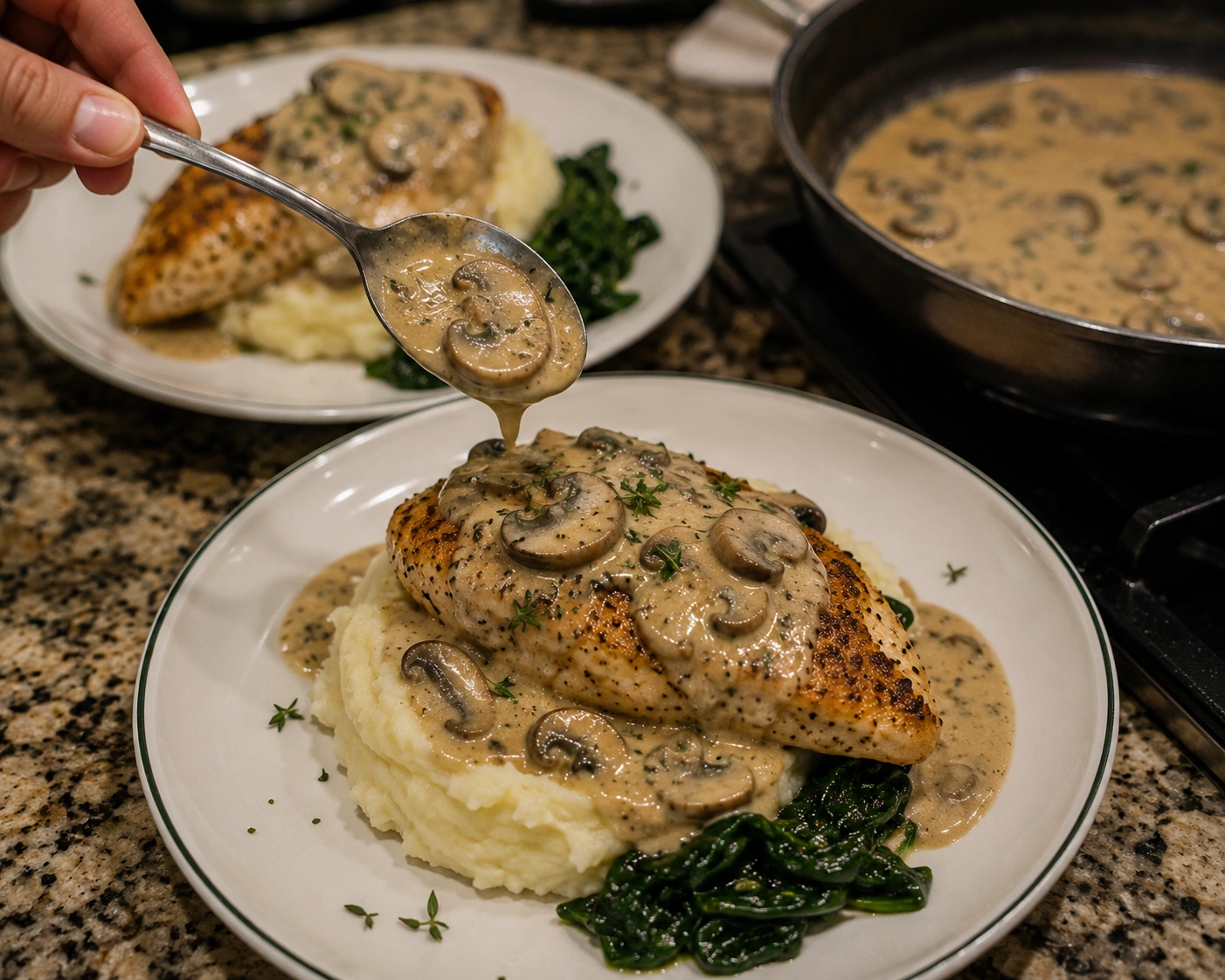 Creamy Mushroom Chicken Plating