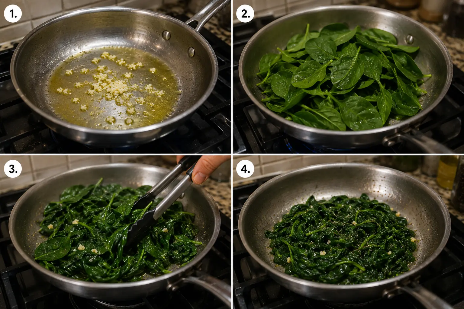 Four-Step Garlic Spinach Sauté