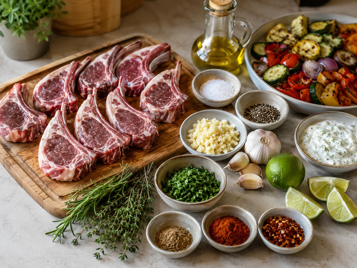 Lamb Chops with Herbs and Roasted Vegetables grilled lamb chops recipe