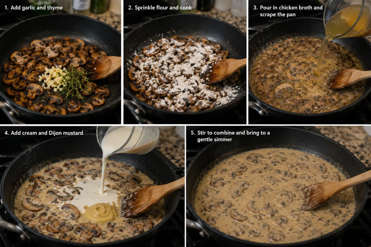 Mushroom Sauce Step-by-Step creamy mushroom chicken over mashed potatoes