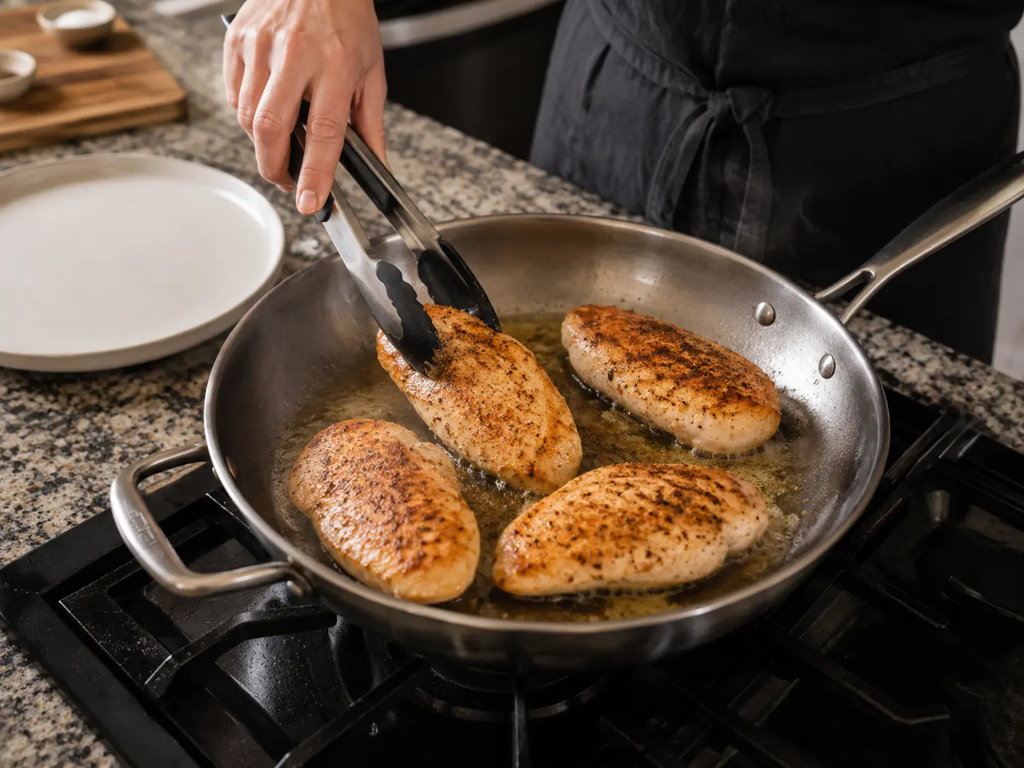 Pan-Seared Chicken in the Kitchen creamy mushroom chicken over mashed potatoes
