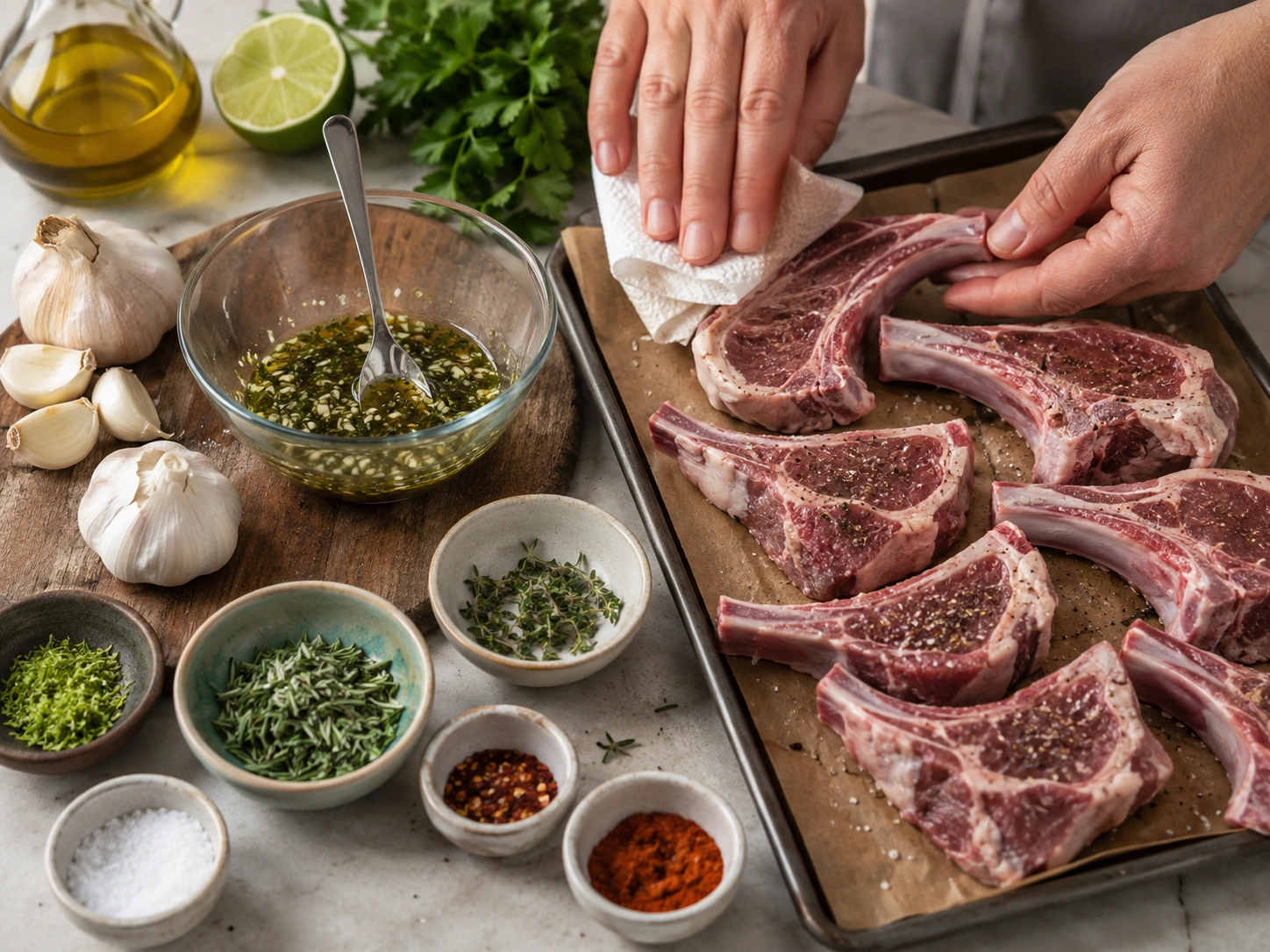 Seasoning Lamb Chops with Herbs and Spices